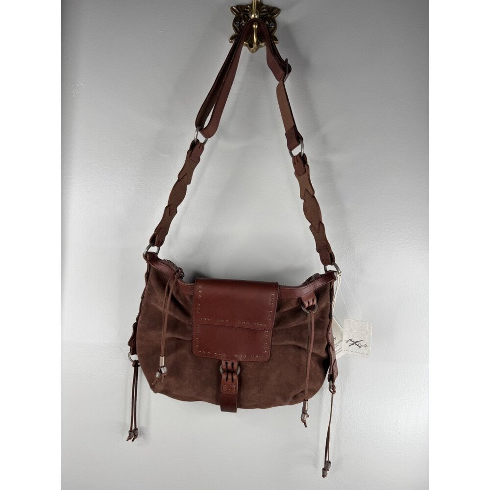 Free People We The Free Silvie Studded Sling Bag Crossbody Cognac NWT Leather - Picture 5 of 10